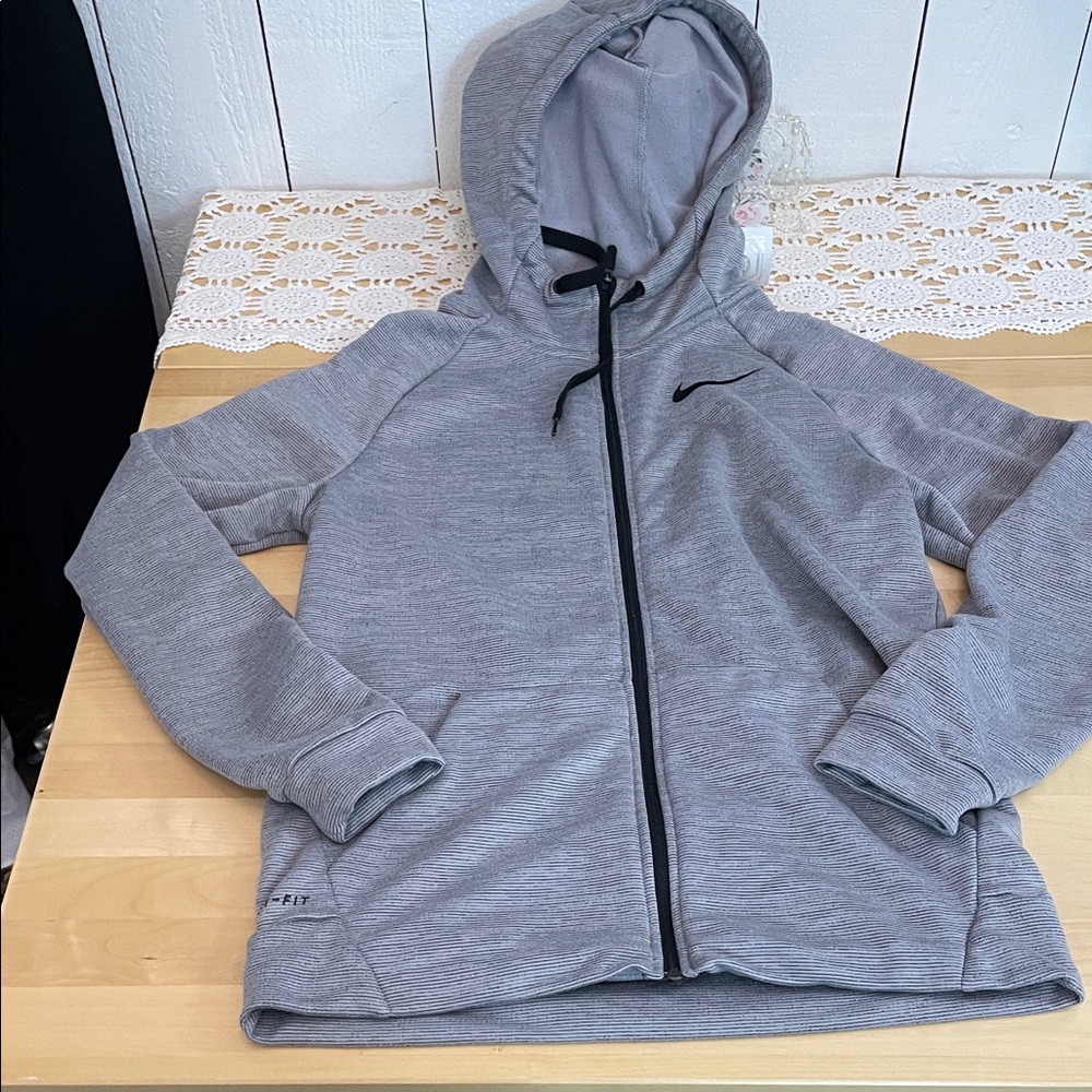 Nike Heather Gray Full-Zip Hoodie dri fit